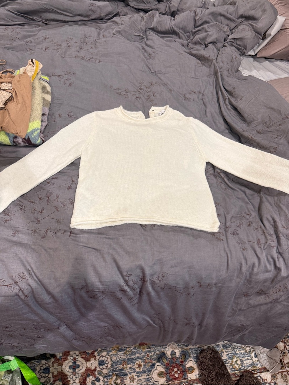 Mango Cream Crew Neck Sweater - Lightweight Knit